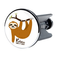 WASCHBECKENSTÖPSEL Faultier - Braun, Kunststoff/Metall (4/7/7cm) - Sanilo