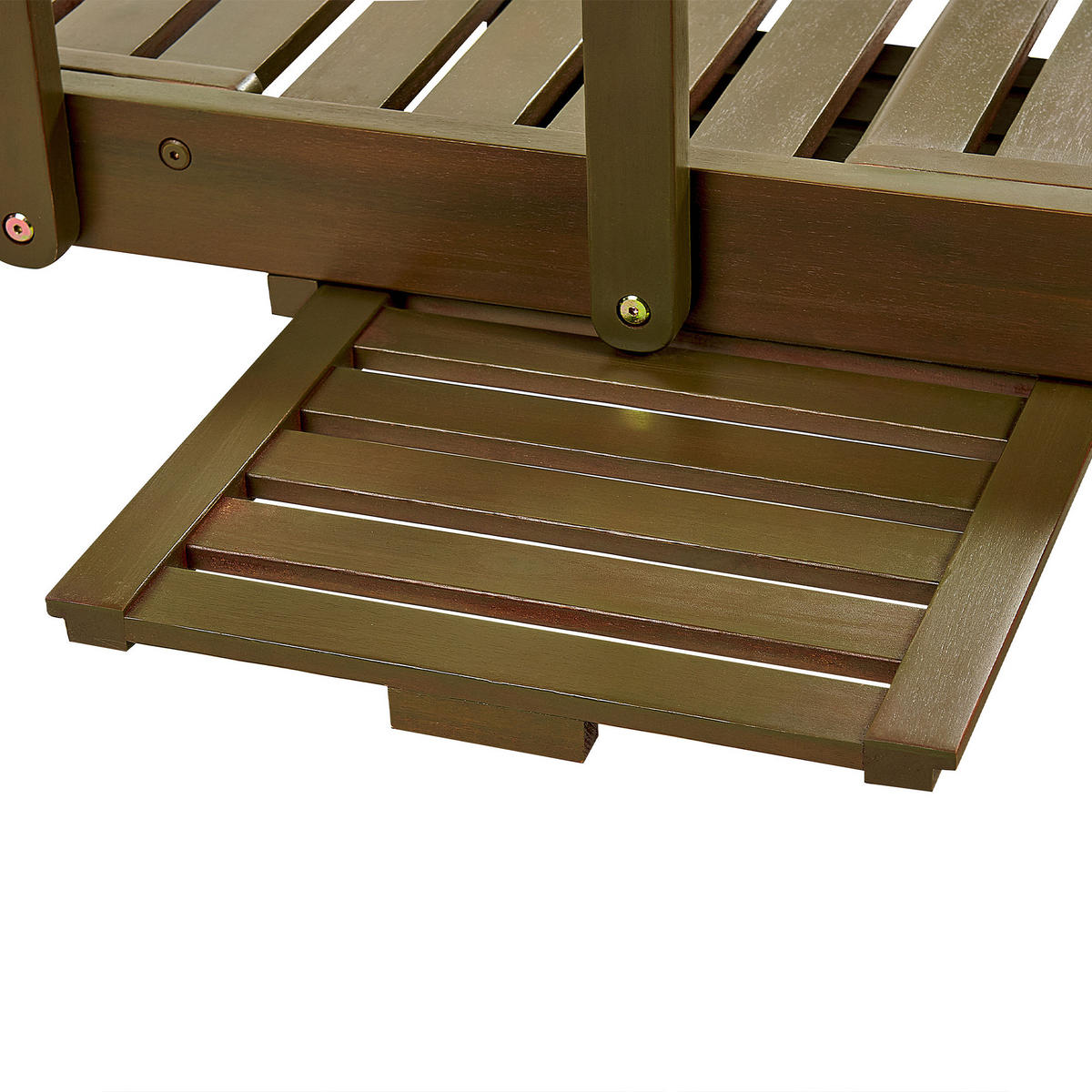 GARTENLIEGE Dunkelbraun Auflage dunkelblau-beige gestreift Amantea - Blau/Dunkelbraun, Holz (64/35/196cm) - Beliani