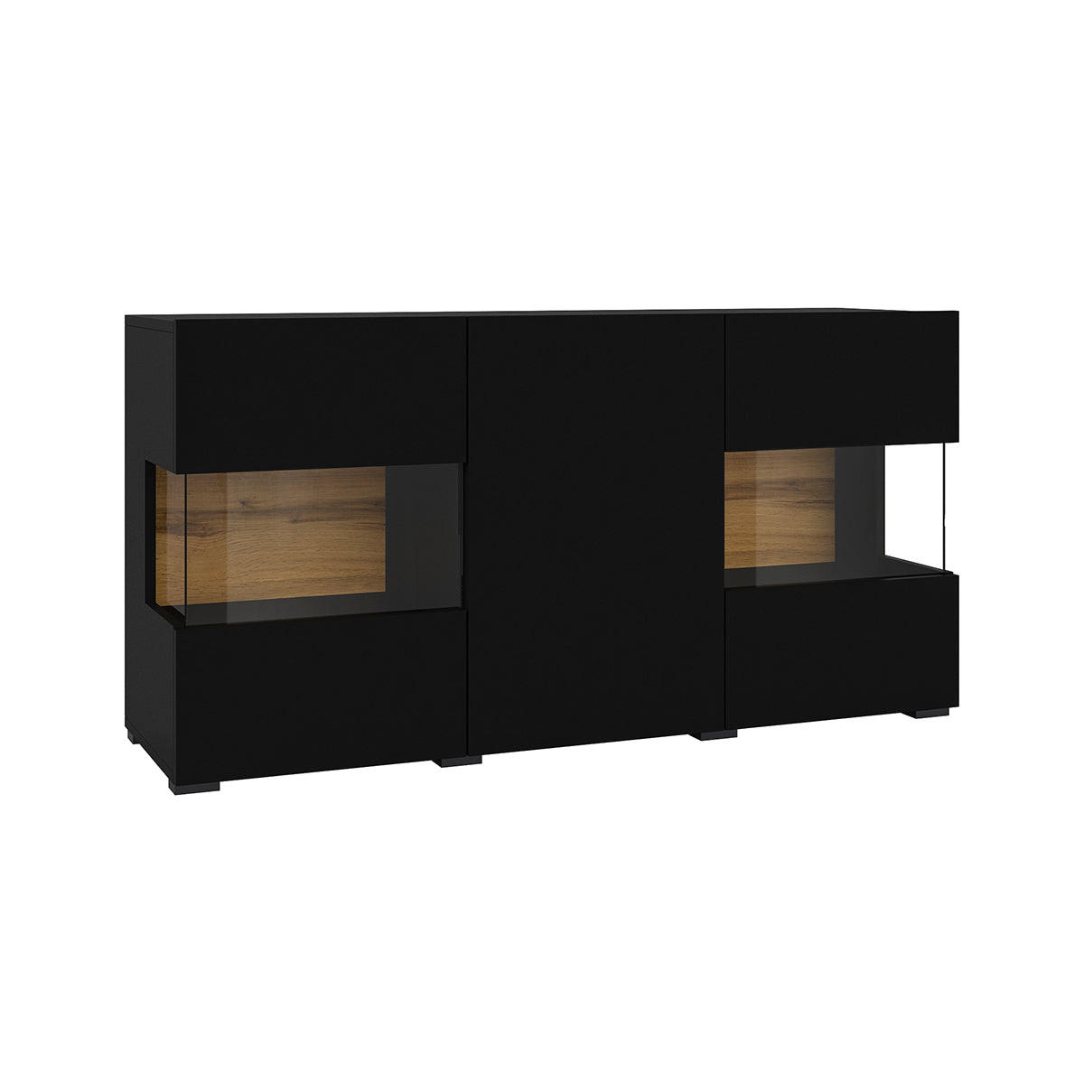 SIDEBOARD Glora Schwarz und Holz - Schwarz, Holzwerkstoff (120/62/35cm) - Petits-meubles