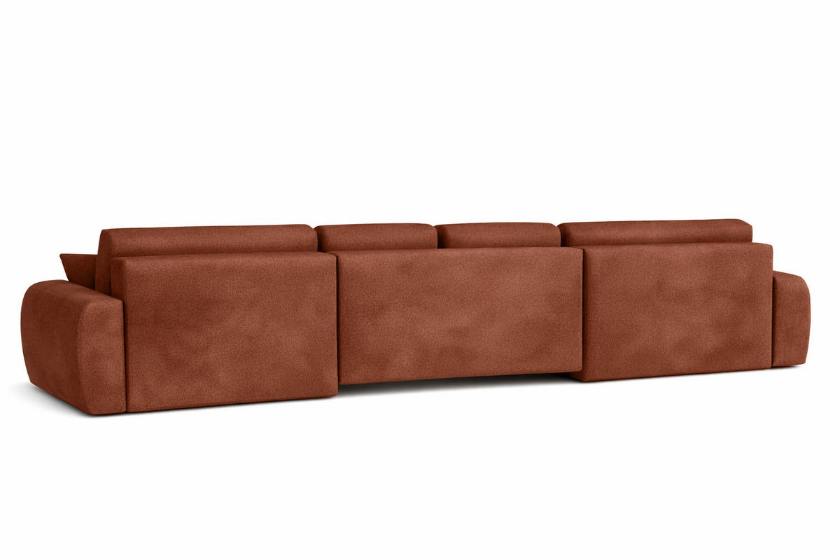ECKSOFA Mit Schlaffunktion Und Bettkasten U-Form Ivo U, Veloursstoff Salvador, Dunkelbraun - Dunkelbraun, Holz (342/142cm) - Kaiser Möbel