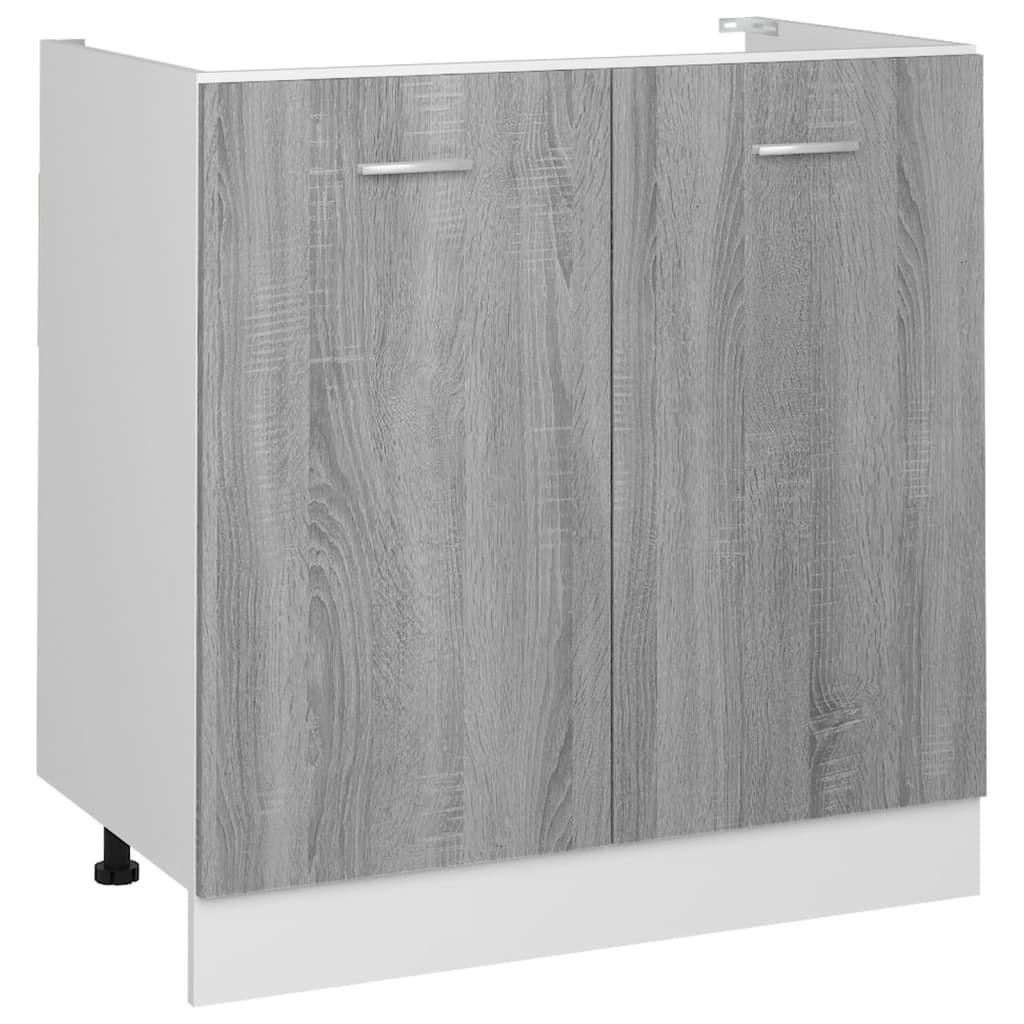 KÜCHENUNTERSCHRANK Lyon 80/46/81,5 cm aus Holzwerkstoff Grau Sonoma Dekor - Grau, Holz/Metall (80/81.5/46cm) - vidaXL