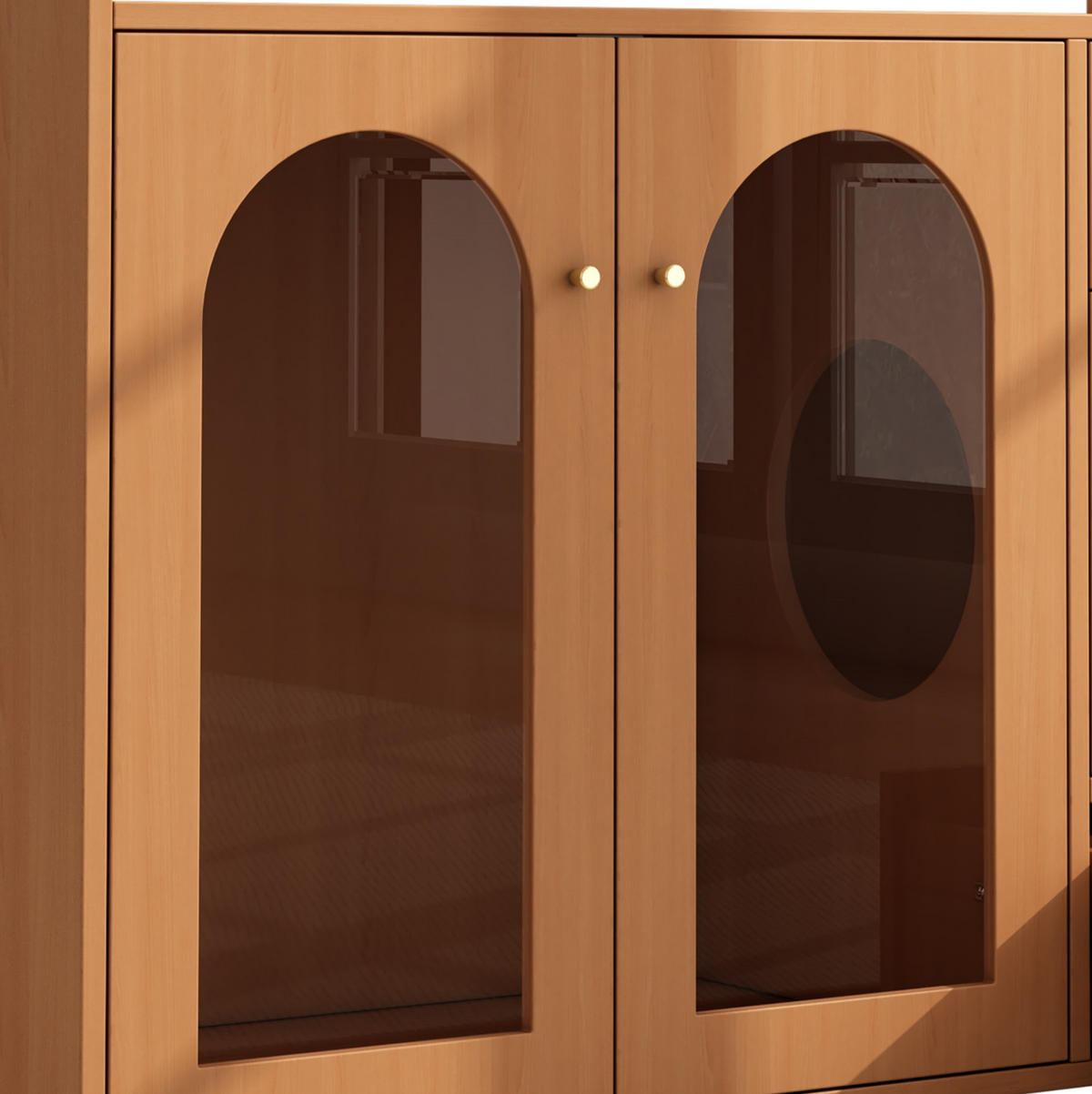 SIDEBOARD 120/45/76 cm Nussbaumfarben aus Holzwerkstoff und Glas mit Futternapf-Schublade - Walnussfarben, Holzwerkstoff (45/83/120cm) - OKMYHOME