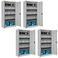 AKTENSCHRANK 4er Set, 180 x 90 x 40 cm,grau - Grau, Metall (90/180/40cm) - tectake