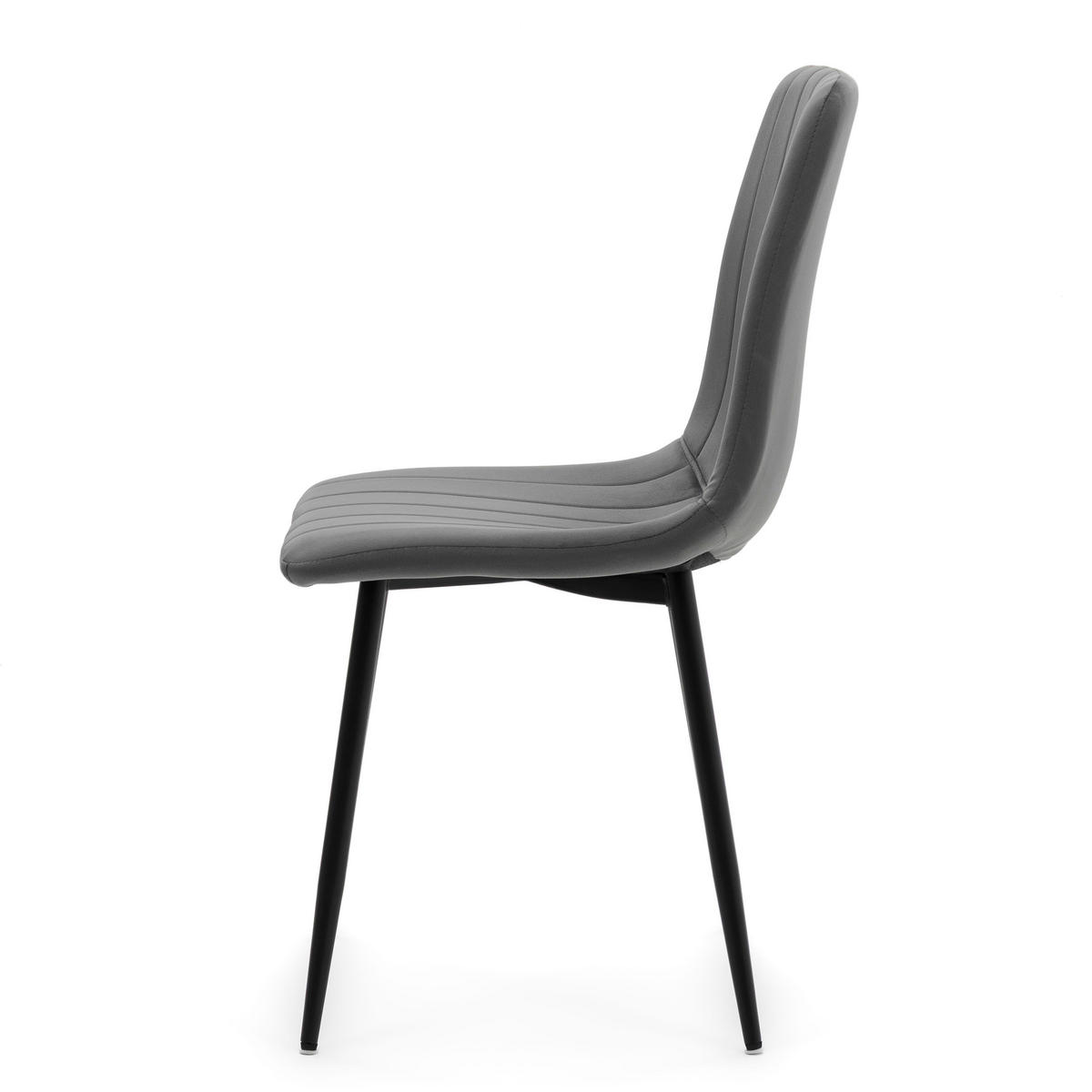 STUHL GELA gepolstert mit Steppung - grau - Samt Velours - Schwarz/Grau, Textil/Metall (45/89/53cm) - NEW HOME