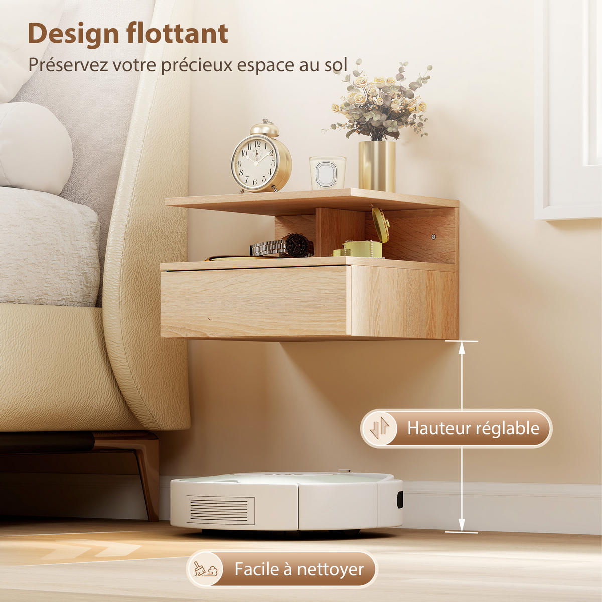 NACHTSCHRANK 2er-Set DE-12953 Schublade und offenes Fach Eiche - Eichefarben, Holzwerkstoff (32/22.5/35cm) - ComfortXL