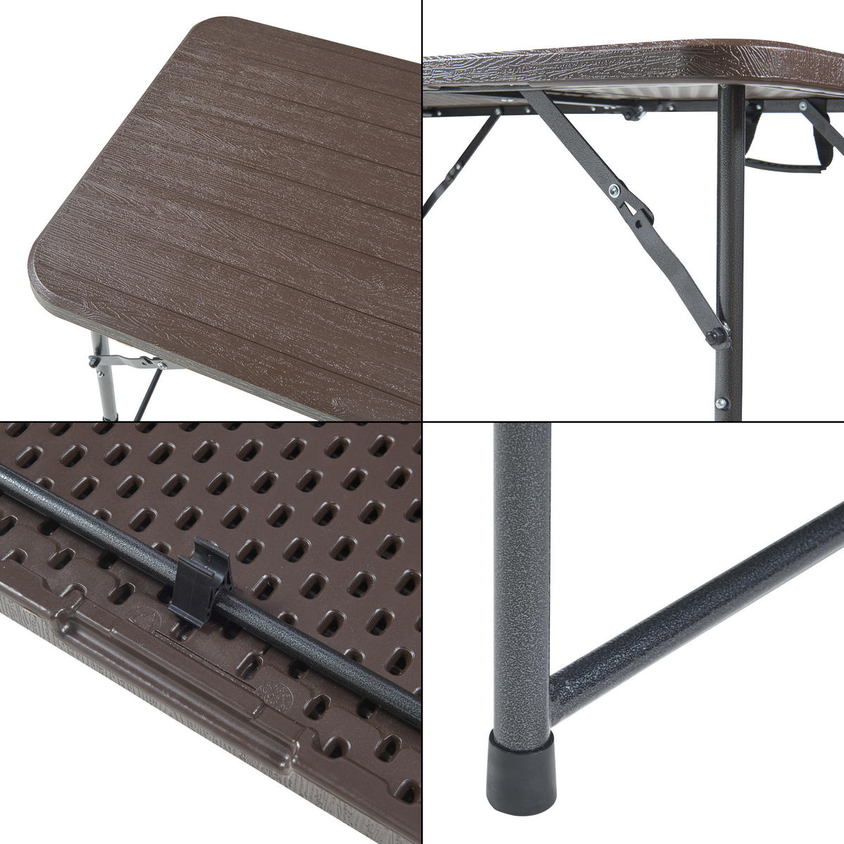 KLAPPTISCH Adelfia - Braun, Kunststoff/Metall (120/60/90cm) - [en.casa]