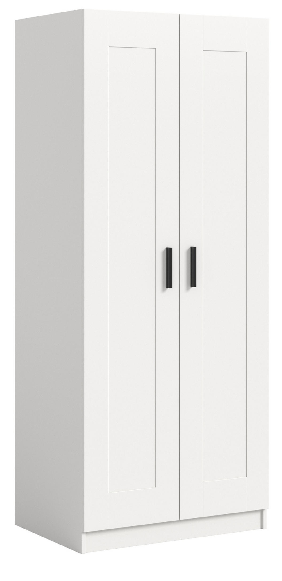 KLEIDERSCHRANK in weiß 80 x 194 cm, Drehtürenschrank 2-türig skandinavisch - Schwarz/Weiß, Holzwerkstoff/Kunststoff (80/194/56cm) - Inn.Furn