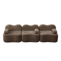 3-SITZER SOFA Samt Braun mit Hocker - Braun, Textil (288/70/98cm) - WISHDOR