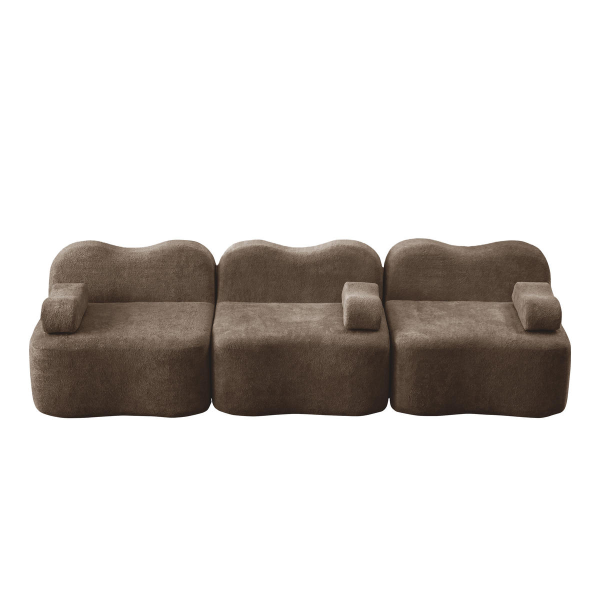 3-SITZER-SOFA DE-34348 mit Wellenform Braun - Braun, Textil (98/70/288cm) - ComfortXL