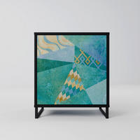 SIDEBOARD SPECTRUM SPLENDOR, Schwarz, 57,5x42x67,5 cm, Schwarze Metall-Rahmenfüße - Multicolor/Schwarz, Holzwerkstoff/Metall (57.5/67.5/42cm) - SpaceRebels