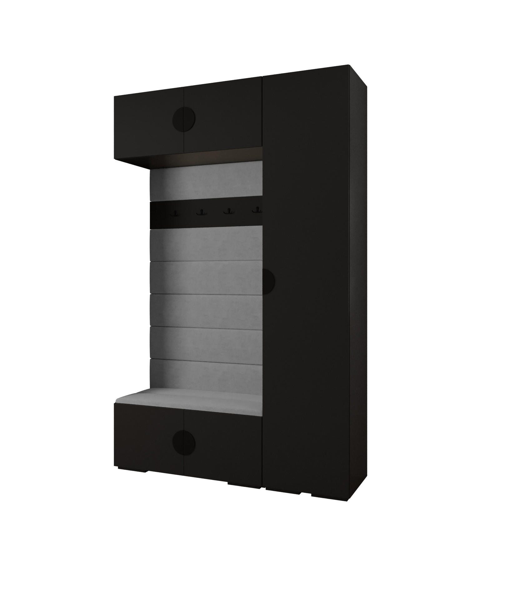Abiks Möbel Garderoben-Set Schwarz, Grau, Schwarz 150x236.7x47 cm
