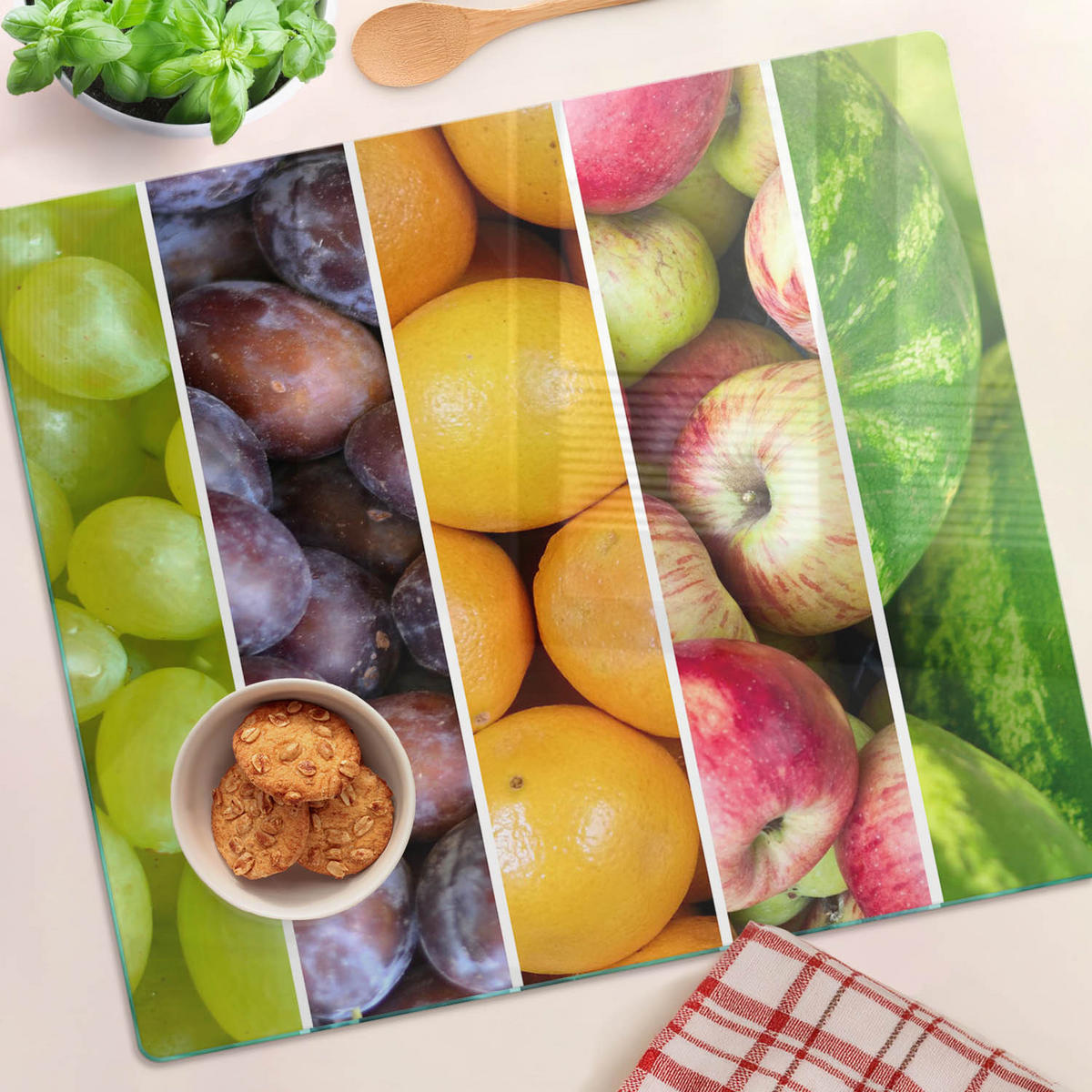 GLASPLATTE 60x52 cm Obst - Multicolor, Glas (60/0.4/52cm) - TULUP