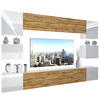 WOHNZIMMERWAND Schrankwand mit LED Weiß / Eiche Wotan Top - Eichefarben/Weiß, Holz (300/180/36cm) - B BELINI GROUP