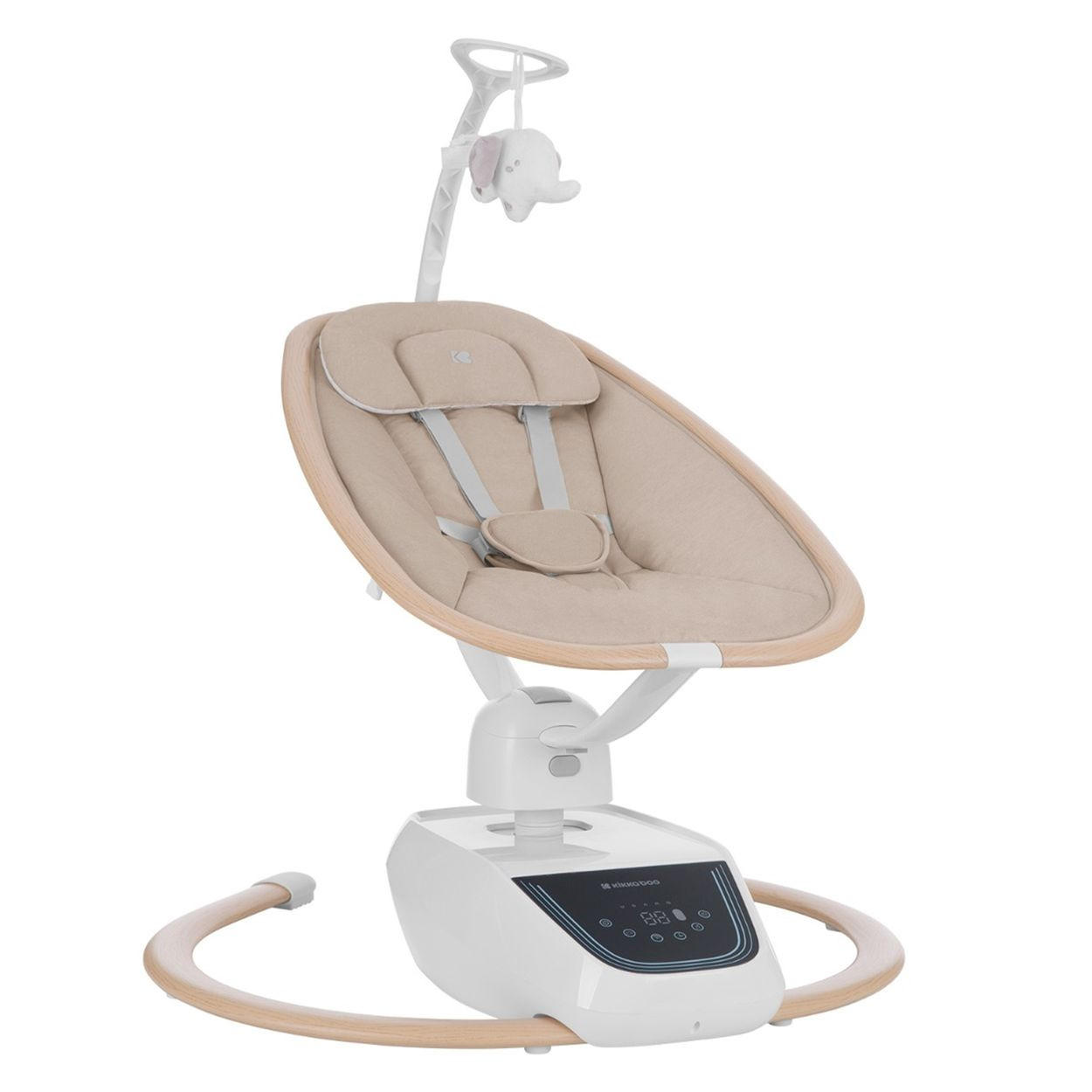 BABYWIPPE BeMoove beige Touchscreen, Fernbedienung, Moskitonetz, 5-Punkt-Gurt, 13 Melodien - Beige, Metall - Kikka boo