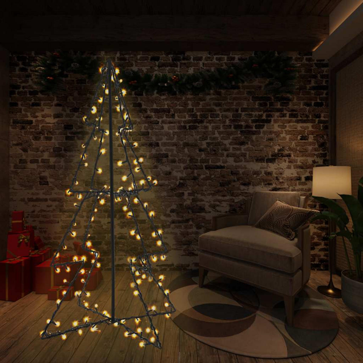 WEIHNACHTSBAUM In Kegelform 240 Leds Indoor Outdoor 115/150 Cm - Weiß, Metall (150cm) - vidaXL