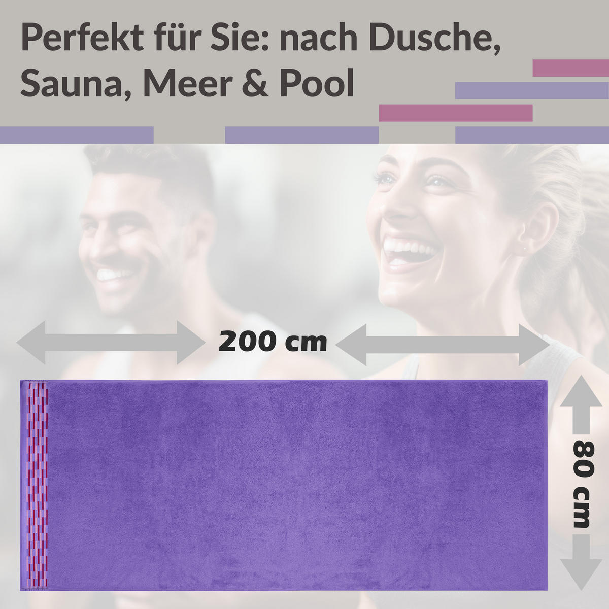 SAUNATUCH Lugano Lila 80x200 cm - Lila, Textil (80/200cm) - Lashuma