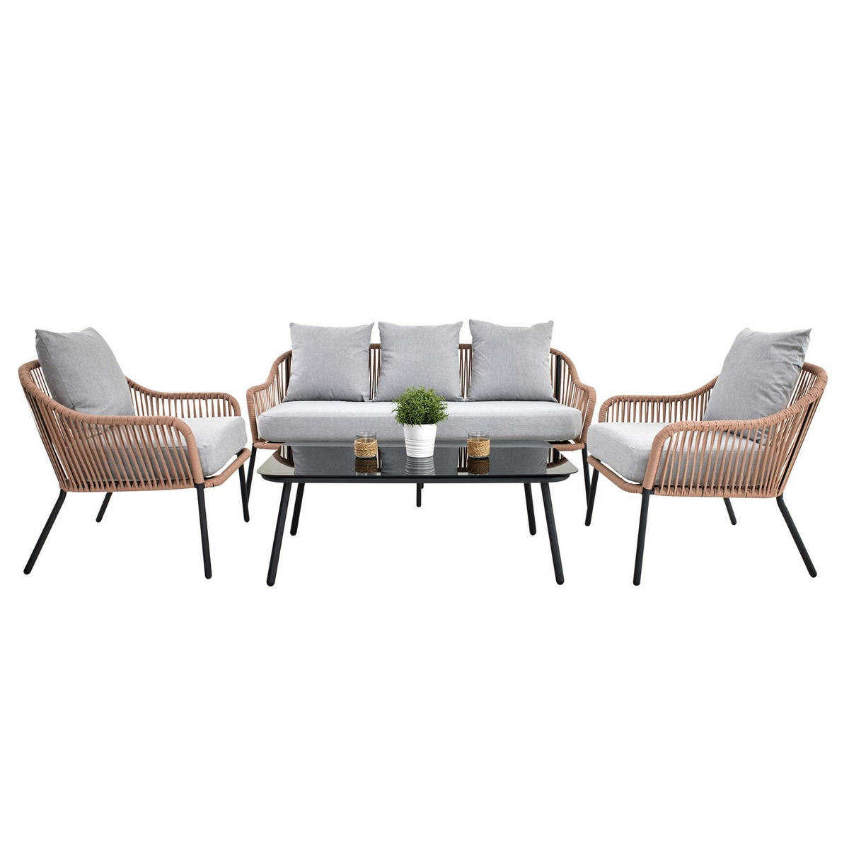 GARTENMÖBEL-SET BENGAL - Braun, Metall - CARO-Möbel