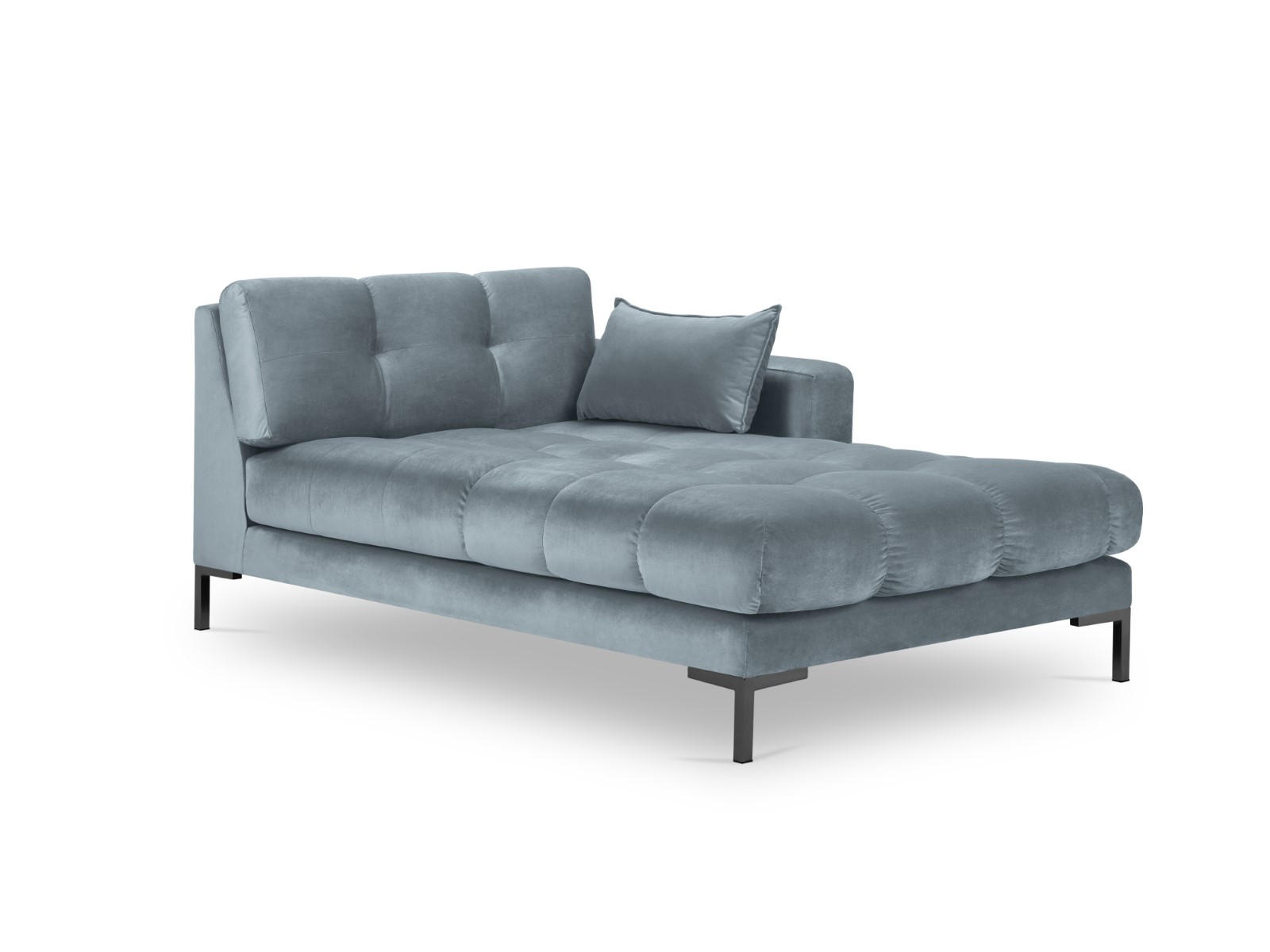 CHAISELONGUE rechts Mamaia aus Samt hellblau - Hellblau, Textil (102/75/185cm) - Micadoni