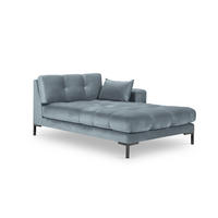 CHAISELONGUE rechts Mamaia aus Samt hellblau - Hellblau, Textil (102/75/185cm) - Micadoni