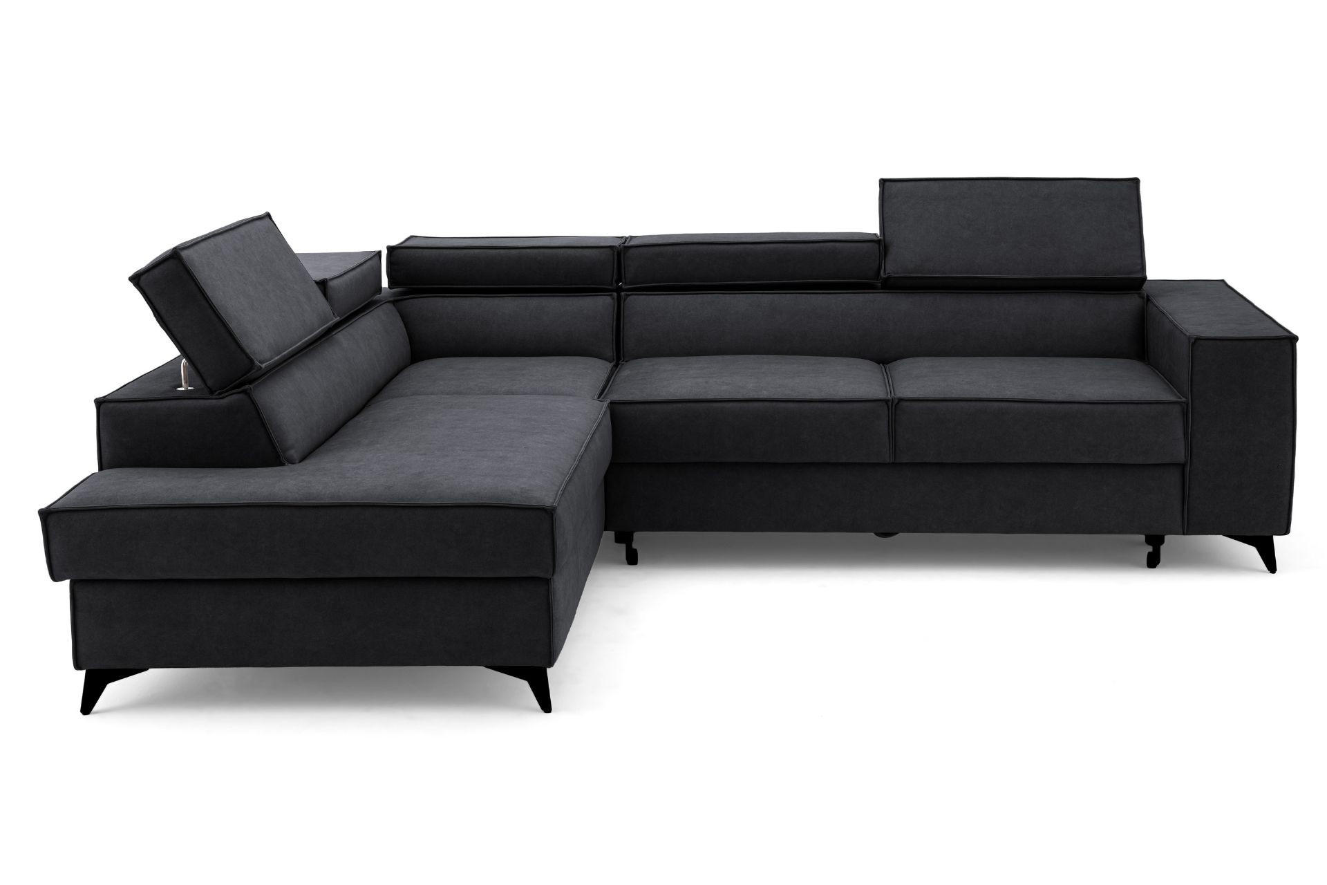 ECKSOFA PURE L Links mit Schlaffunktion 127x199 Velours Graphit - Graphitfarben/Schwarz, Holz/Textil (281/204cm) - Muffo