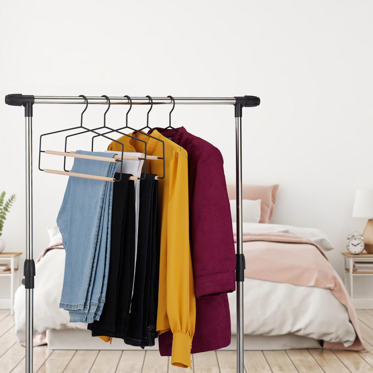 3XOBEŠALNIKI hlač - večbarvno, kovina/les (37/25.5/1cm) - Relaxdays