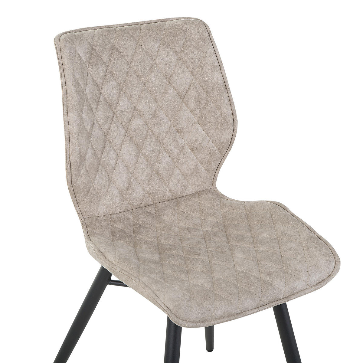 ESSZIMMERSTUHL 2er-Set Polsterbezug Beige Lisle - Beige, Textil/Metall (47/86/56cm) - Beliani