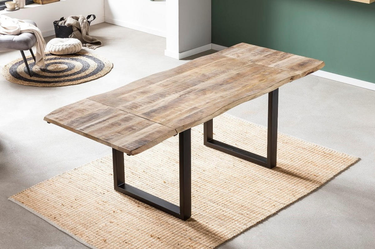 ESSTISCH NOAR - Beige/Schwarz, Holz/Metall (90/140/77cm) - SAM