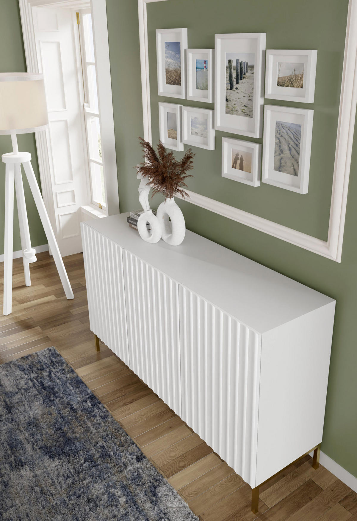 KOMMODE Weiß, Gold 150/87/42 - Weiß, Holzwerkstoff (150/87/42cm) - RAUMHIRSCH FURNITURE
