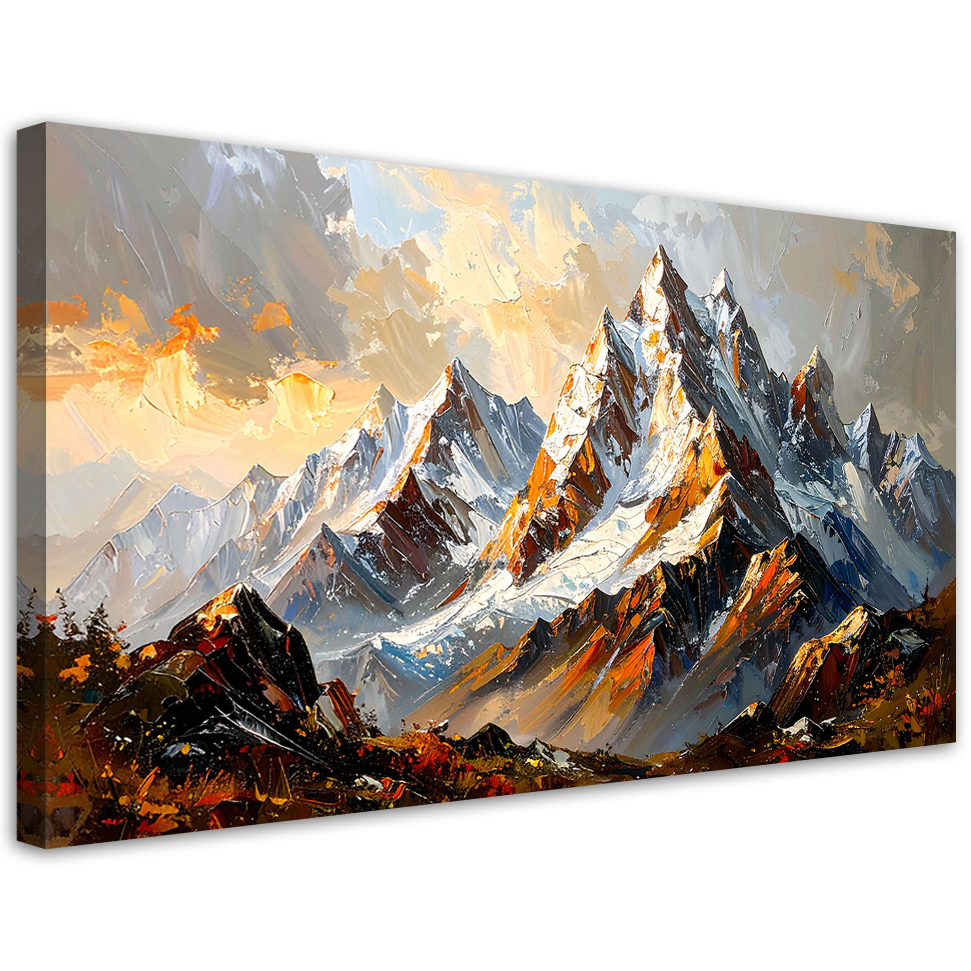 LEINWANDBILD Berglandschaft im Winter 80x40cm - Grau, Textil (80/40cm) - Feeby