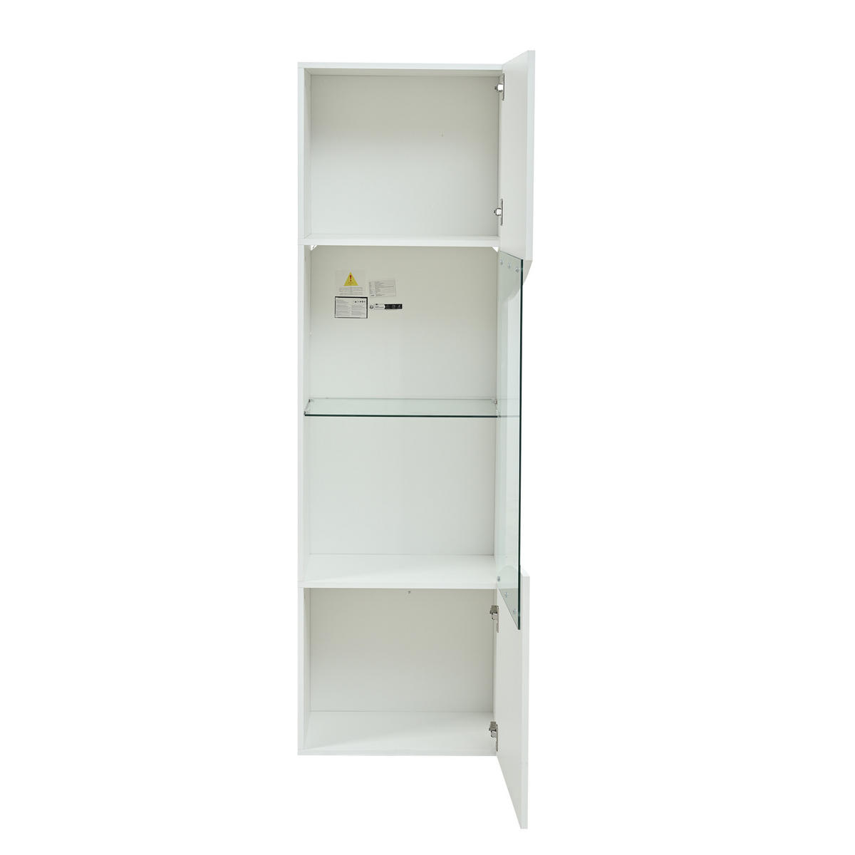 VITRINE LED Hochglanz Vitrinenschrank Glastüren 165cm Weiß - Weiß, Holzwerkstoff (35/165/50cm) - FLIEKS