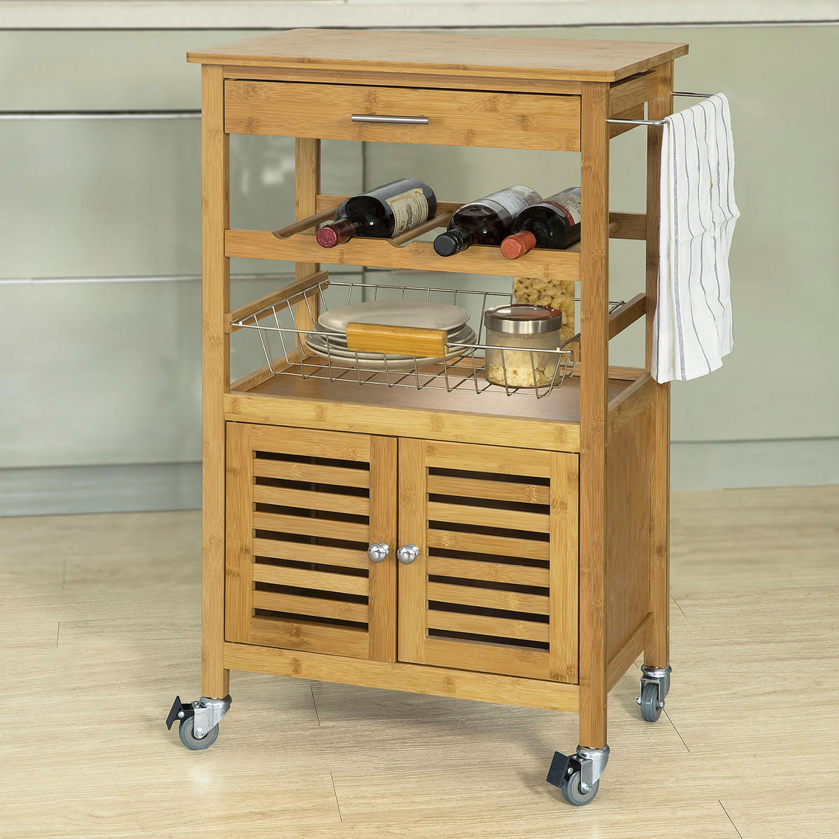 KÜCHENWAGEN Bambus - Naturfarben, Naturmaterialen (60/92/36cm) - SoBuy