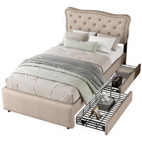 POLSTERBETT 90x200 cm Schubladen dunkelbeige - Beige, Holzwerkstoff (90/200cm) - Fortuna Lai