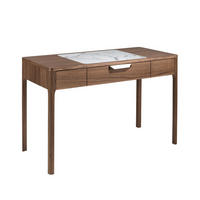 SCHMINKTISCH aus Nussbaumholz mit weißer und grau glänzender Glasplatte in Marmoroptik - Nussbaumfarben/Walnussfarben, Glas/Holz (55/120/76cm) - ANGEL CERDA