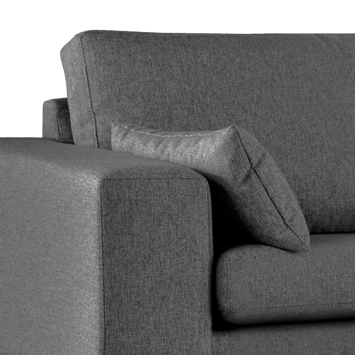 ECKSOFA mit Ottomane - Eichefarben/Dunkelgrau, Eichenholz/Textil (287/219cm) - home24