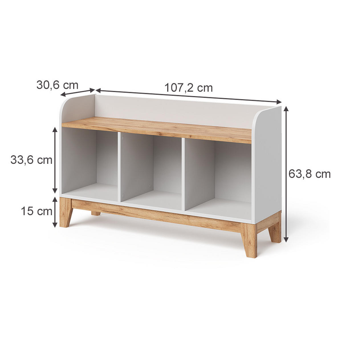 KINDERSITZBANK Malia Weiß/Artisan 107.2 x 63.8 cm - Weiß, Holzwerkstoff (107.2/63.8/30.6cm) - VitaliSpa