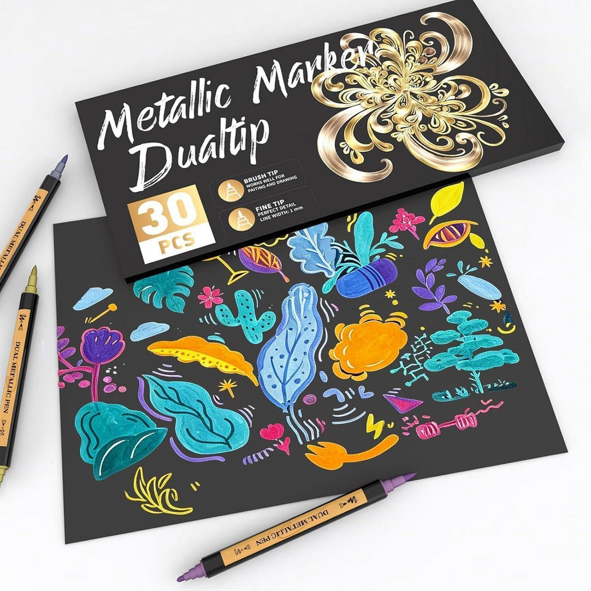 ACRYLSTIFTE 30er Set Metallic Dual Tip - Multicolor, Kunststoff (10/2/15cm)