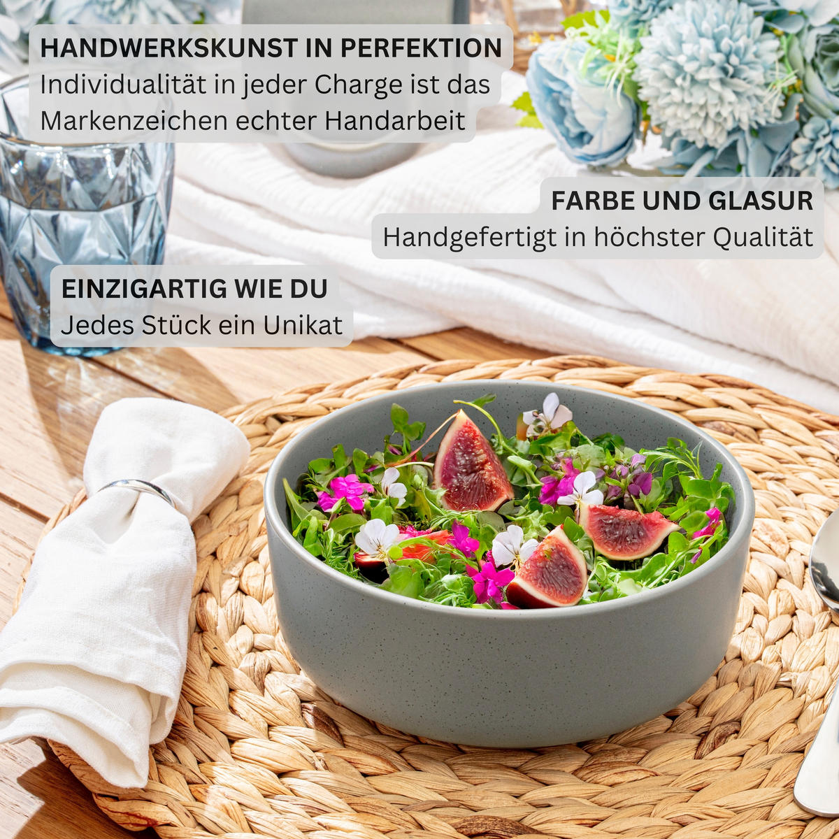 SCHALEN LEEDS- 4 teilig aus Steingut - Grau, Stein (16.5cm) - Sänger