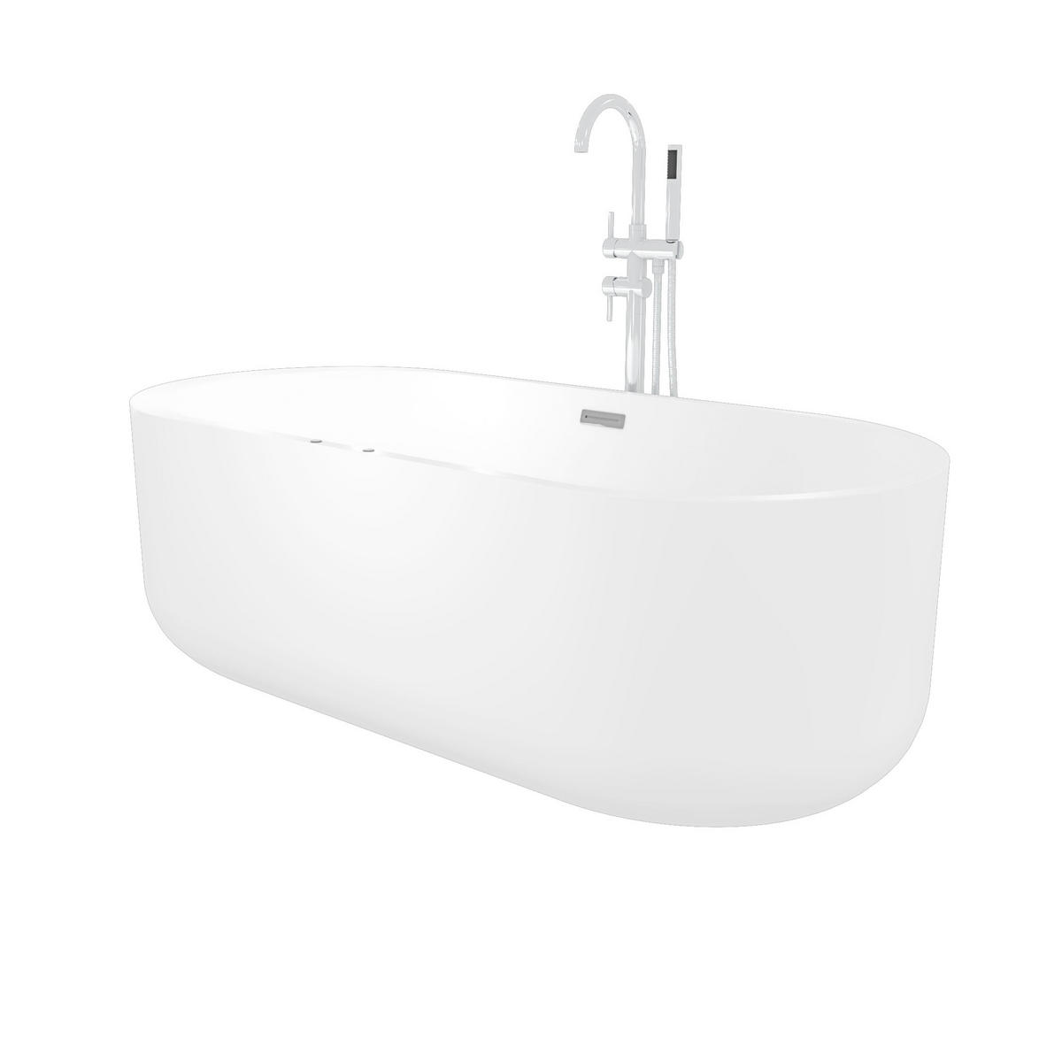 FREISTEHENDE Badewanne F26 170 Whirlpool Armatur AF04 - Weiß, Glas/Kunststoff (80/58/170cm) - AcquaVapore by Sandra Jentho