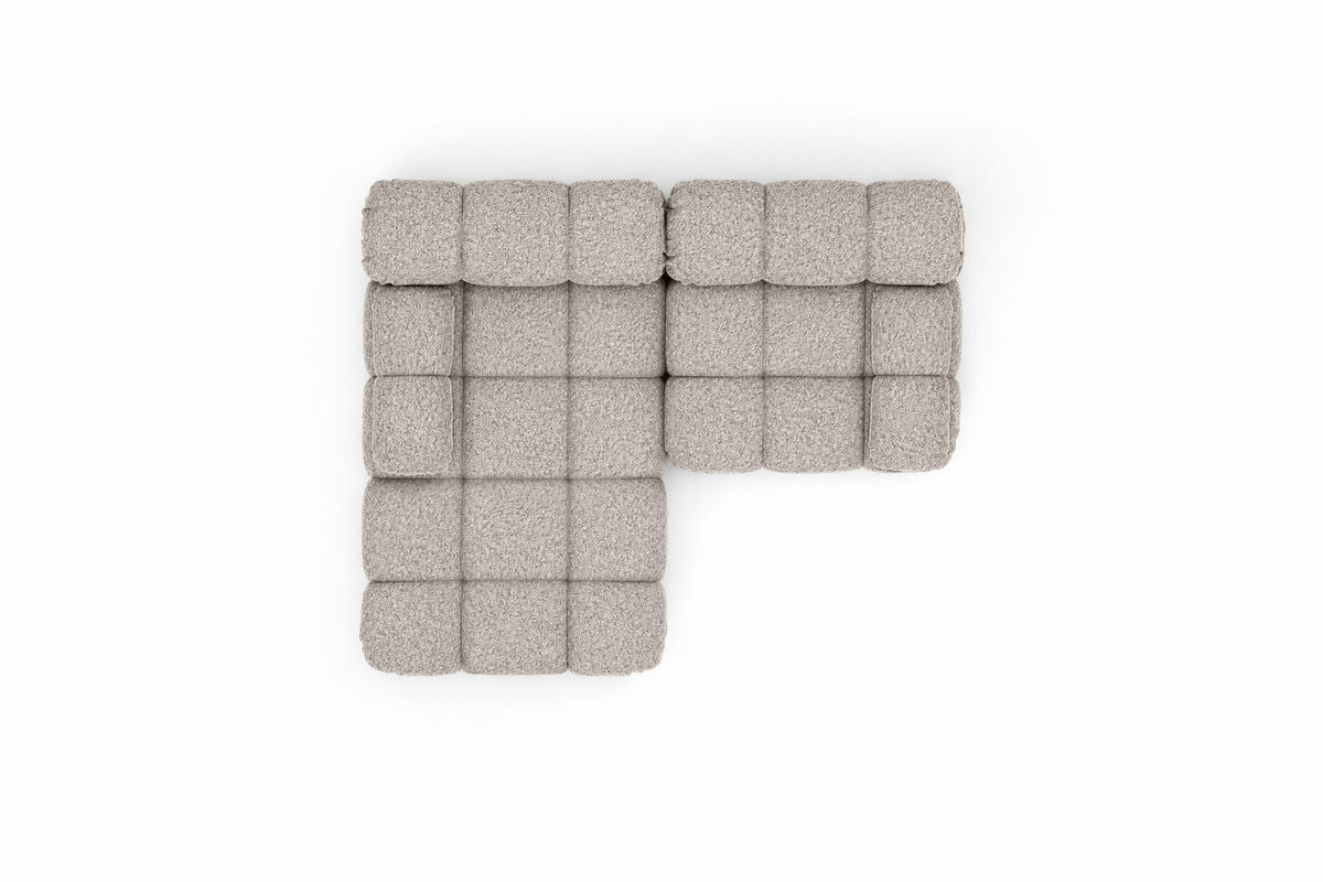 ECKSOFA L-form Mini Modular, Bouclé-Stoff Abriamo, Beige, Links, Selia - Beige, Holz (190/160cm) - Kaiser Möbel