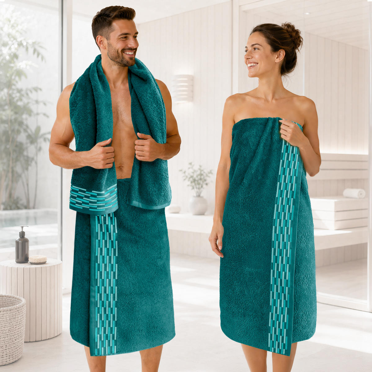 BADETUCH extra groß Lugano Opal Grün 90x180 cm - Opal, Textil (90/180cm) - Lashuma