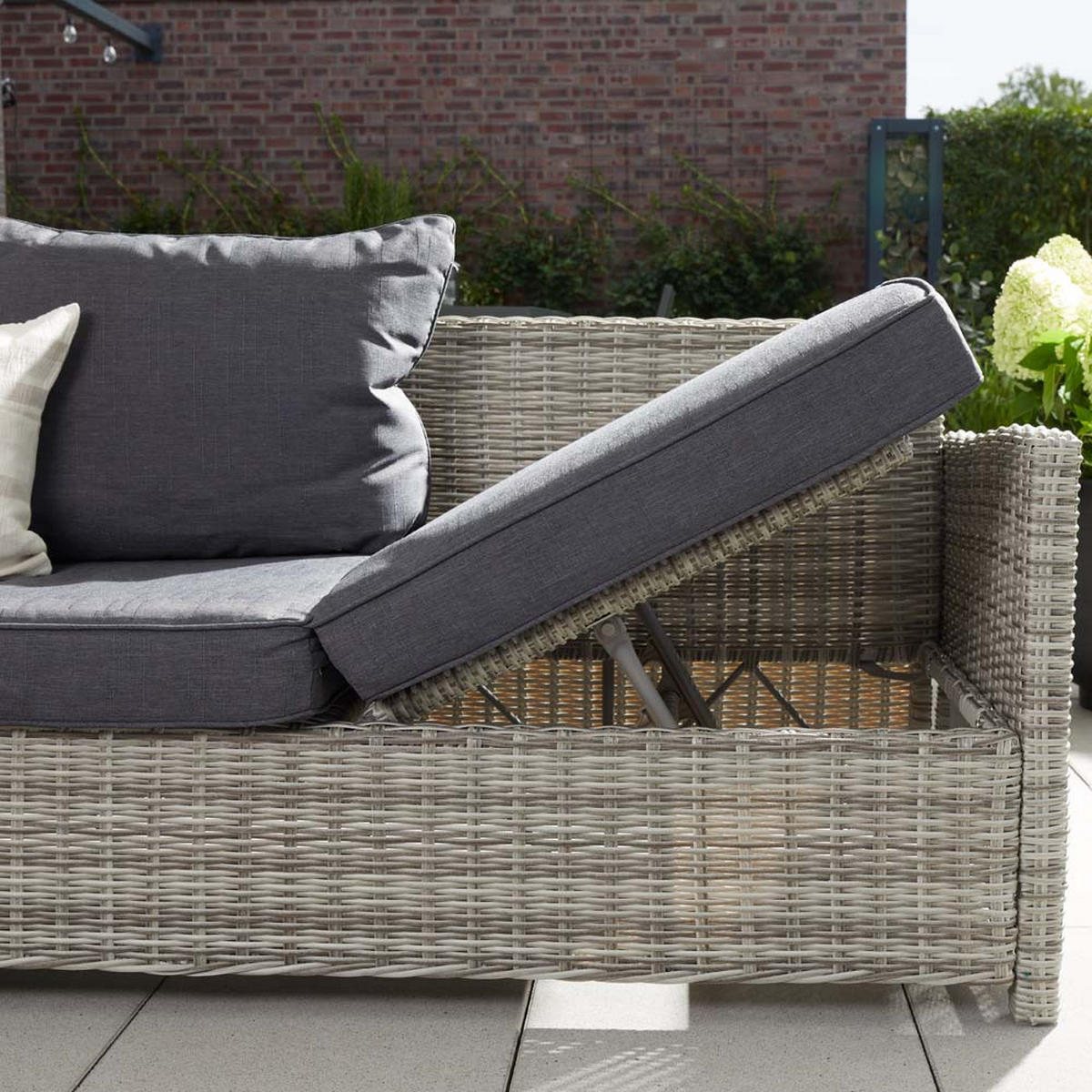 SITZGRUPPE BAHIA - Ausstattung: Ohne Regenabdeckung - Grau, Kunststoff/Textil - Home Deluxe