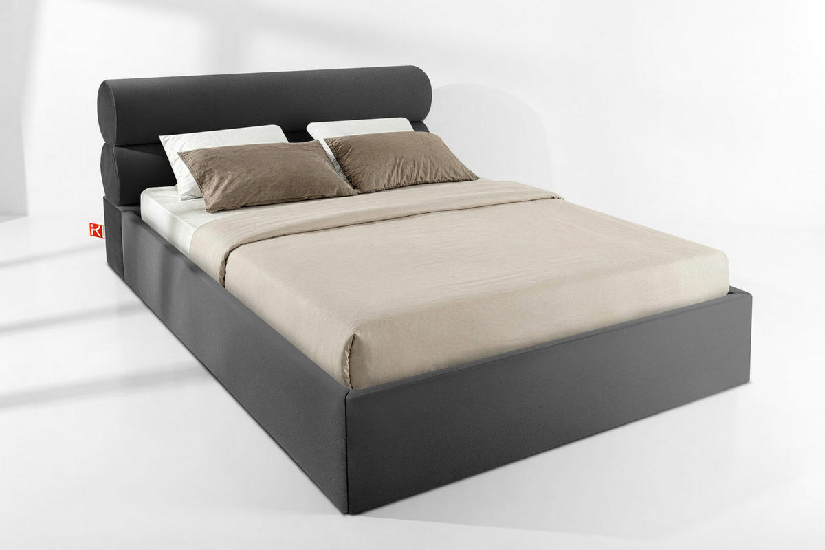 POLSTERBETT LUNEO - Anthrazit/Schwarz, Holz/Holzwerkstoff (182/204cm) - KONSIMO®