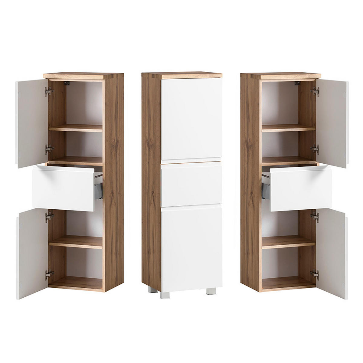 BADMÖBEL-SET 5-TLG. Vasto-03 - Weiß, Holzwerkstoff (170/200/35cm) - Lomado