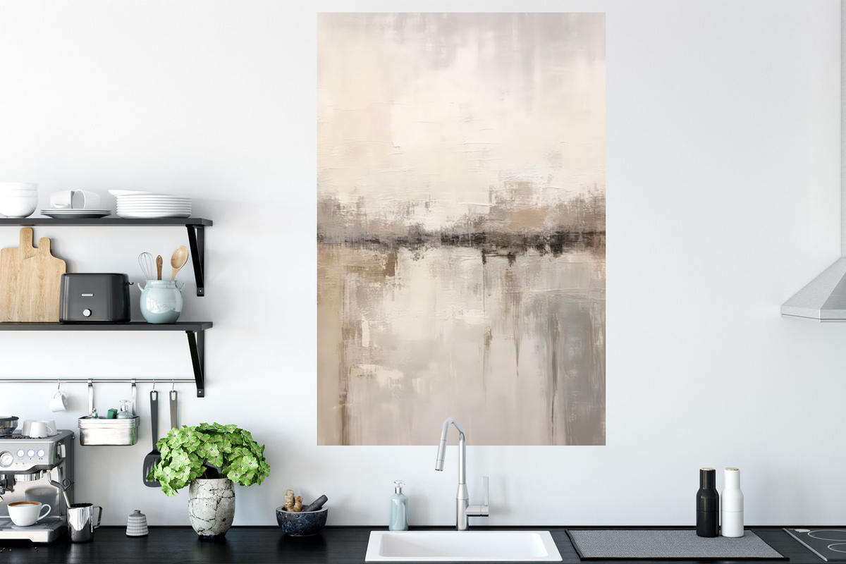 WANDTATTOO Moderne Kunst - Abstrakt - Beige 80x120 cm - Beige, Kunststoff (80/120/0.1cm) - MuchoWow