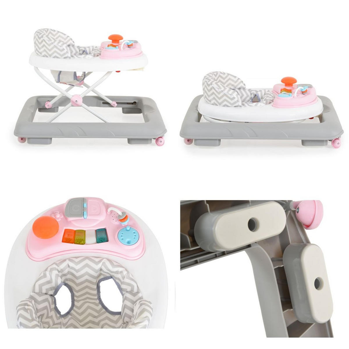LAUFHILFE Cody rosa Baby höhenverstellbar Musikfunktion Spielcenter Stopper - Hellrosa, Kunststoff (57/50/68cm) - Cangaroo
