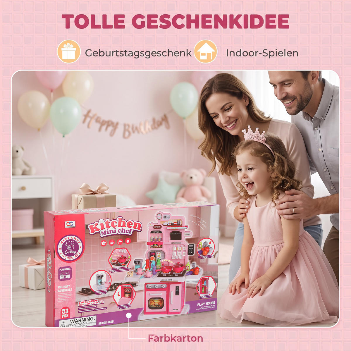 KINDERKÜCHE Kunststoff Rosa - Rosa, Kunststoff (25/67cm) - AIYAPLAY
