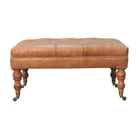 OTTOMANE Buffalo Tan Leder, helles Walnuss-Finish, Braun - Hellbraun/Braun, Leder/Holz (60/45/90cm) - Artisan Furniture
