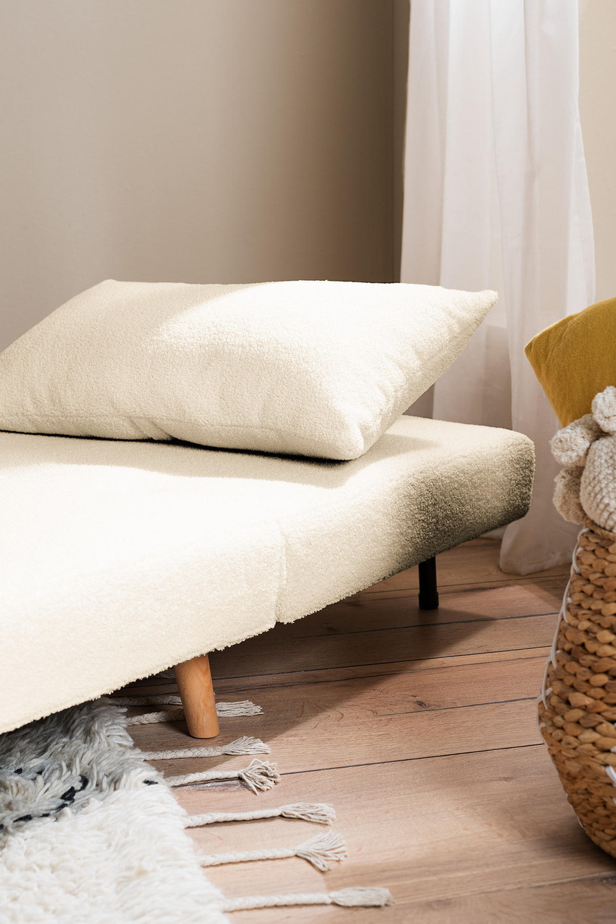 SCHLAFSESSEL - Textil / Teilmassivholz - Buchefarben/Weiß, Holz/Buchenholz (77/81/90cm) - home24