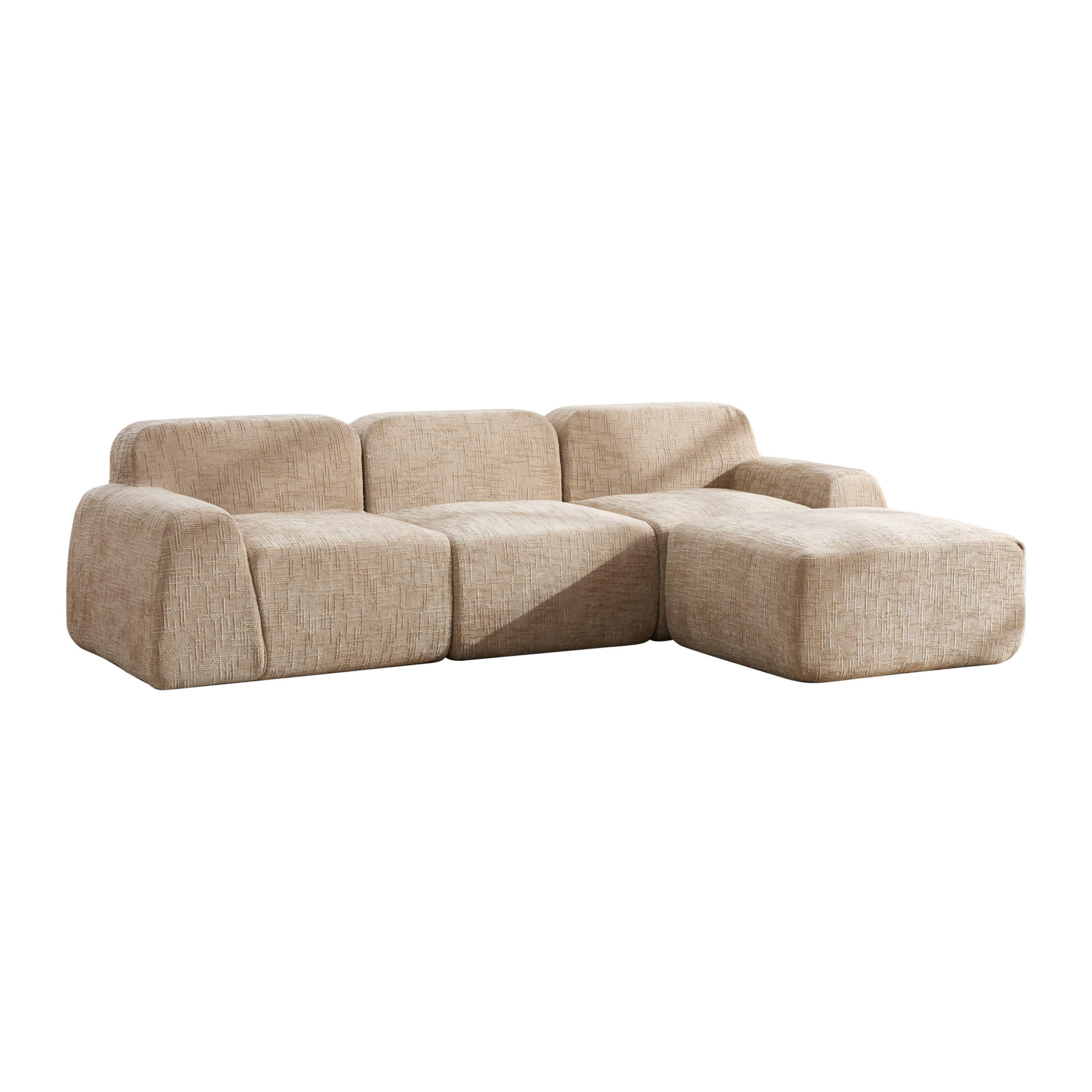 ECKSOFA Chenille Hellkhaki - Hellbraun, Textil (182.5/269.5cm) - WISHDOR