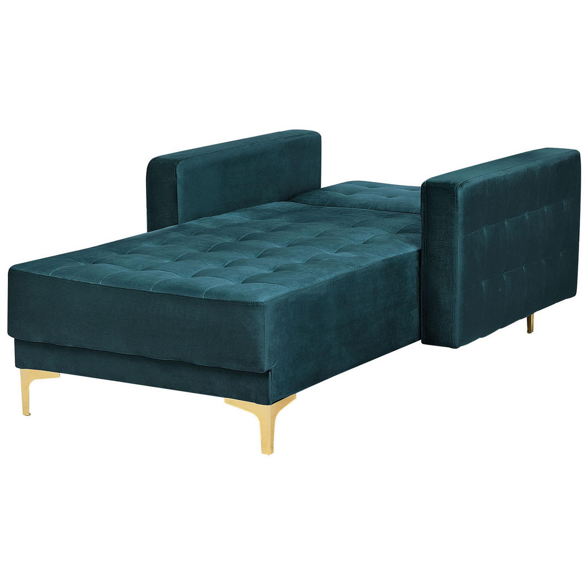 CHAISELONGUE Samtstoff blaugrün/gold Aberdeen - Goldfarben/Grün, Textil (107/83/168cm) - Beliani